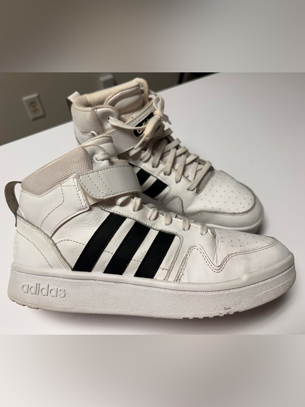 Adidas Postmove Mid -White and Black High-Top Sneakers- wms size 11